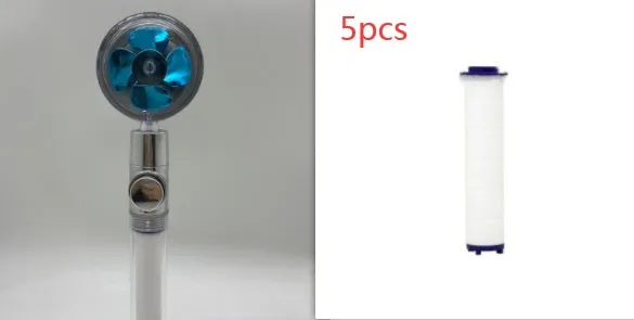 Chrome-finished round water-saving shower head with a built-in turbofan for high pressure spray