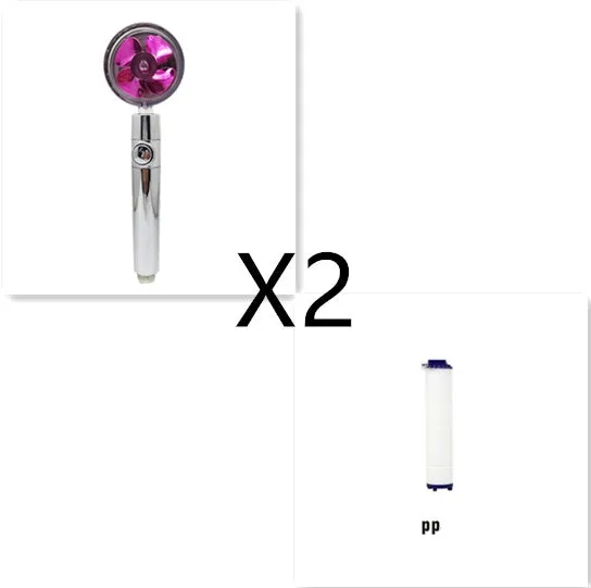Chrome-finished round water-saving shower head with a built-in turbofan for high pressure spray