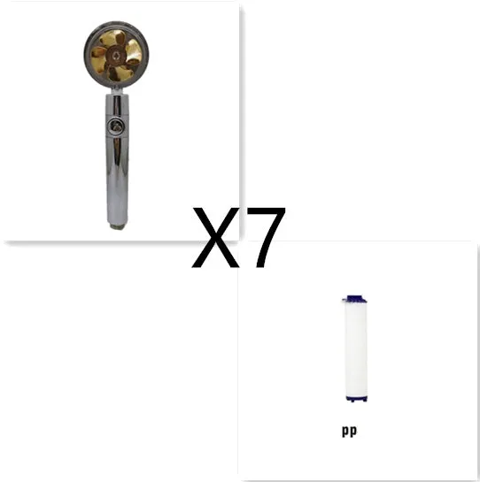 Chrome-finished round water-saving shower head with a built-in turbofan for high pressure spray