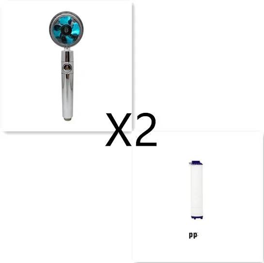 Chrome-finished round water-saving shower head with a built-in turbofan for high pressure spray