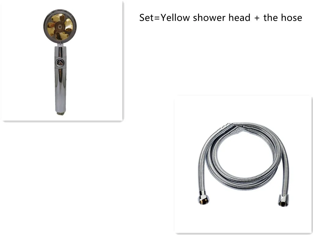 Chrome-finished round water-saving shower head with a built-in turbofan for high pressure spray