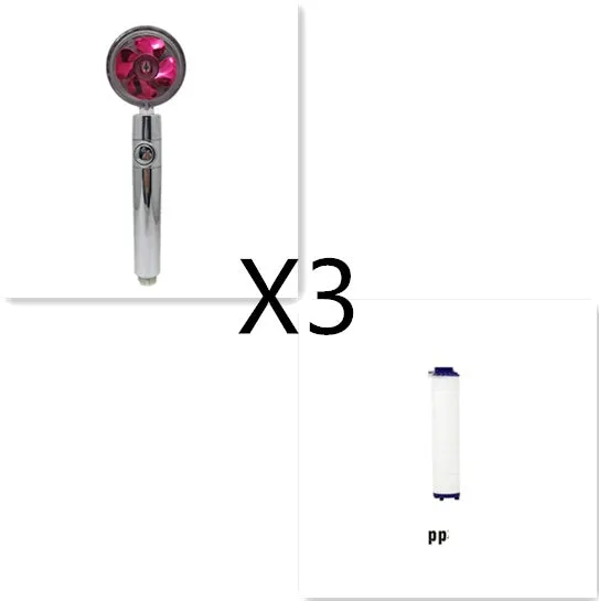 Chrome-finished round water-saving shower head with a built-in turbofan for high pressure spray