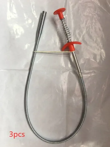Flexible 60cm long sewer dredger spring cleaning tool with a grip handle for unblocking sink drains.