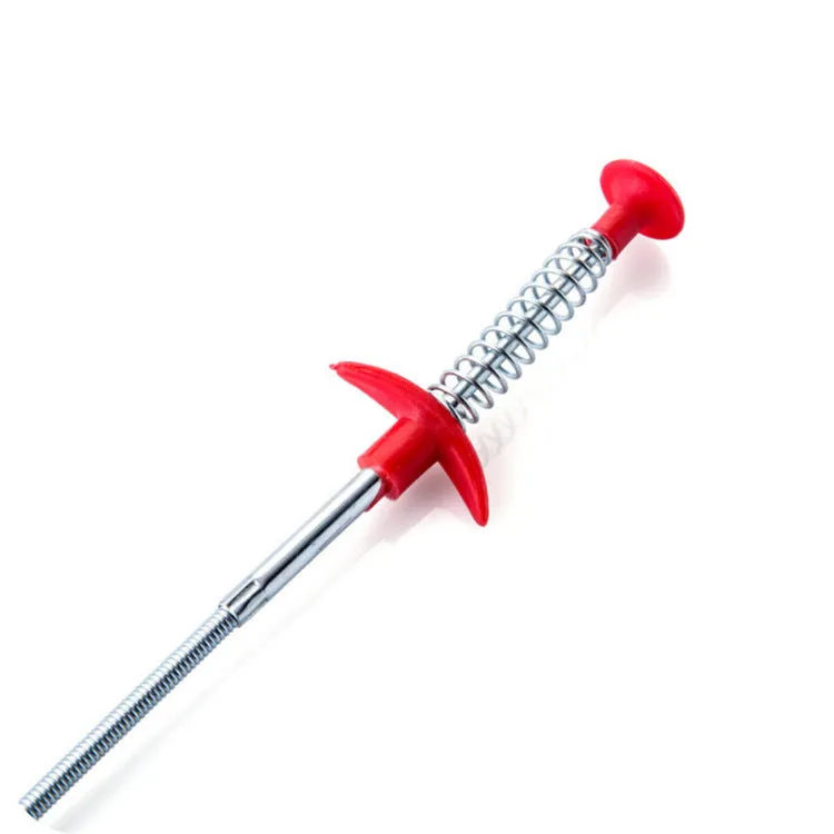 Flexible 60cm long sewer dredger spring cleaning tool with a grip handle for unblocking sink drains.