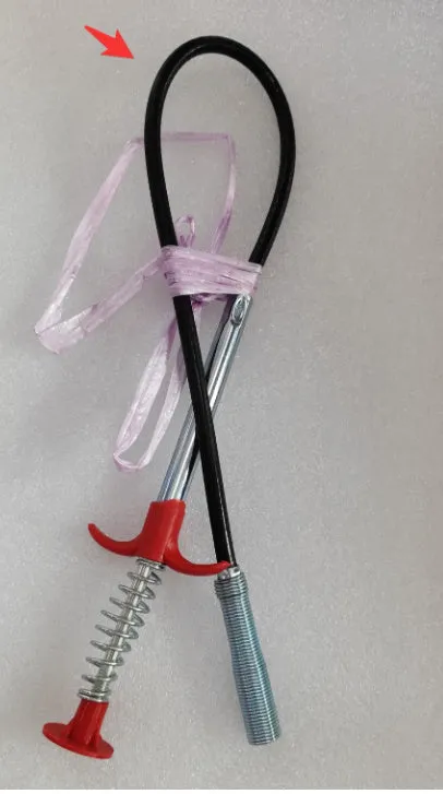 Flexible 60cm long sewer dredger spring cleaning tool with a grip handle for unblocking sink drains.