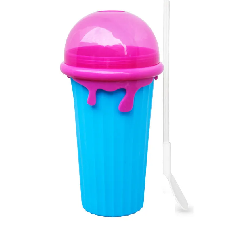 Blue 500ml slushy maker cup with quick-freeze function for homemade smoothies and ice cream.