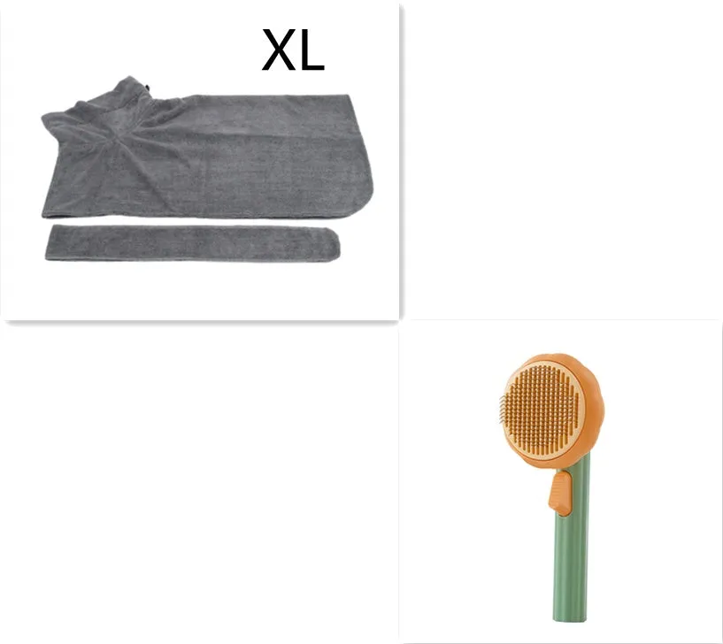 Hand-held pet grooming brush with curved stainless steel teeth in pumpkin colour option