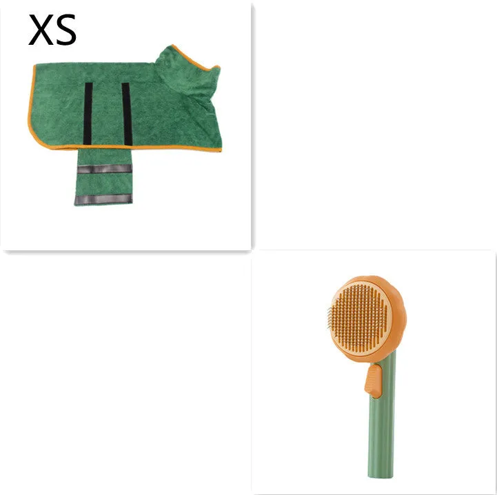 Hand-held pet grooming brush with curved stainless steel teeth in pumpkin colour option