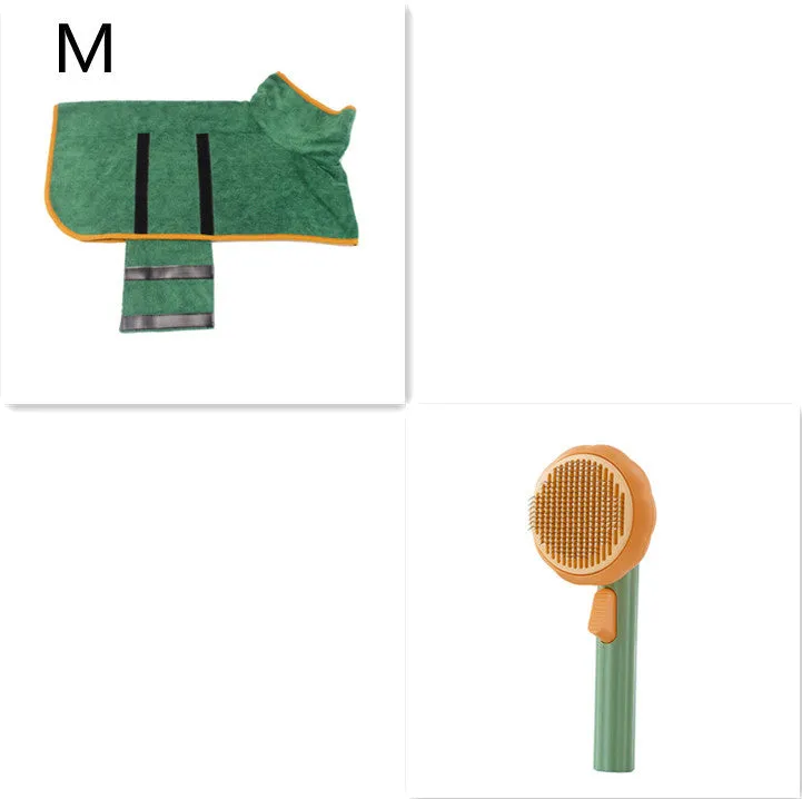 Hand-held pet grooming brush with curved stainless steel teeth in pumpkin colour option