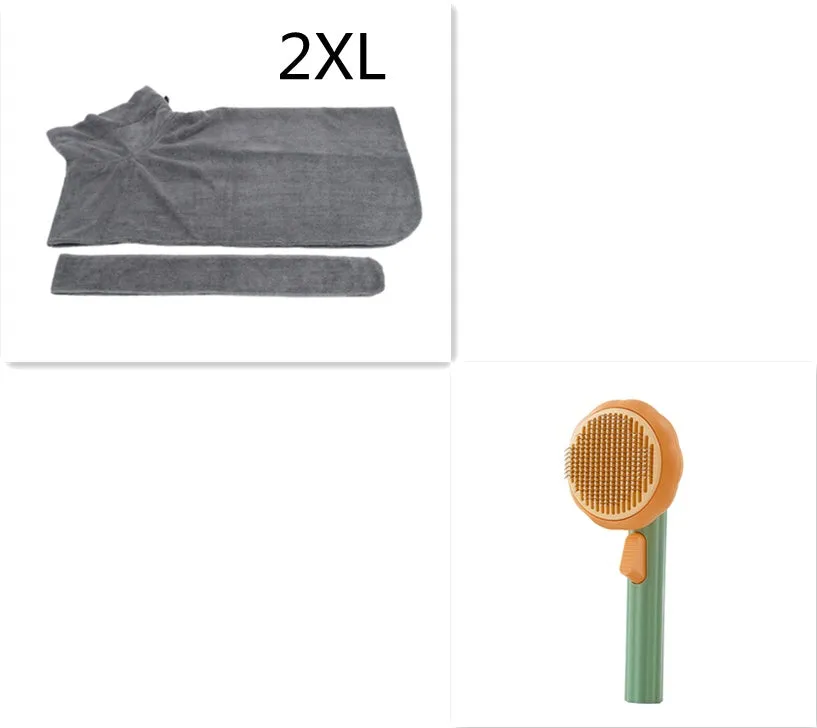 Hand-held pet grooming brush with curved stainless steel teeth in pumpkin colour option