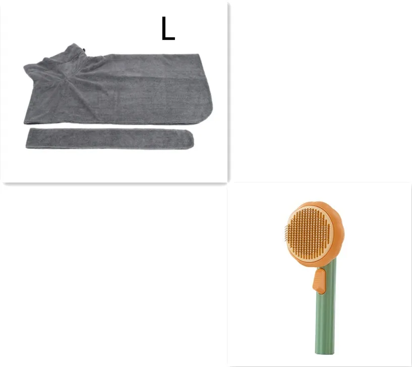 Hand-held pet grooming brush with curved stainless steel teeth in pumpkin colour option
