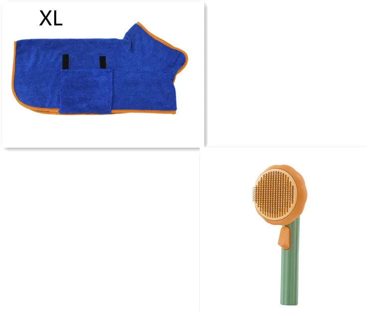 Hand-held pet grooming brush with curved stainless steel teeth in pumpkin colour option