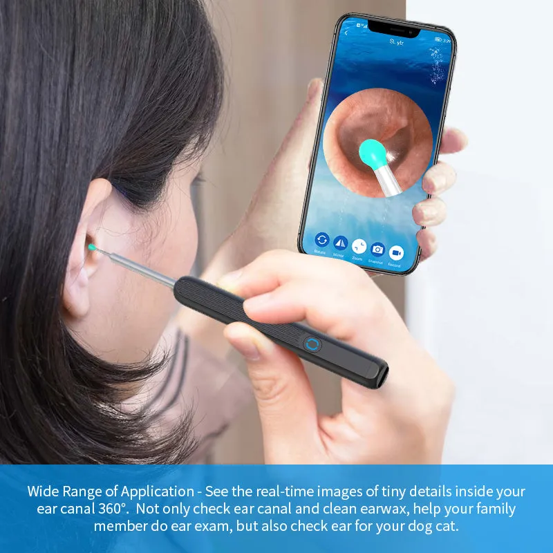 NE3 wireless otoscope with camera, LED light, and spoon heads for ear cleaning