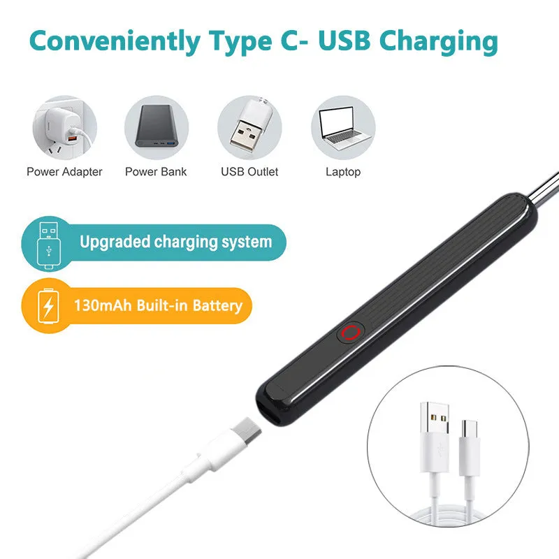 NE3 wireless otoscope with camera, LED light, and spoon heads for ear cleaning