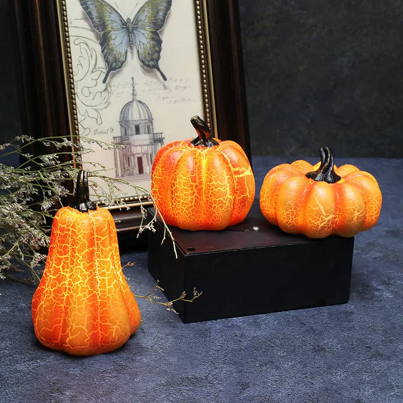 Resin Halloween pumpkin lantern with LED candle light in short, medium, and long size options
