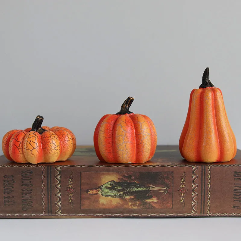 Resin Halloween pumpkin lantern with LED candle light in short, medium, and long size options