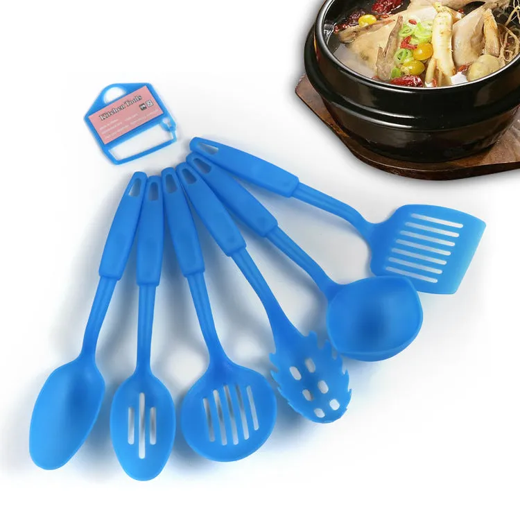 Black rubber shovel spoon kitchen utensil set for non-stick pans.