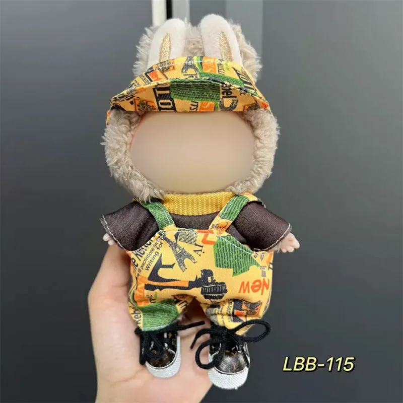 Plastic clothing costume for a 17cm tall vinyl doll figurine on display.