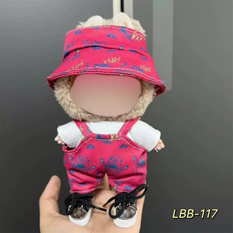 Plastic clothing costume for a 17cm tall vinyl doll figurine on display.