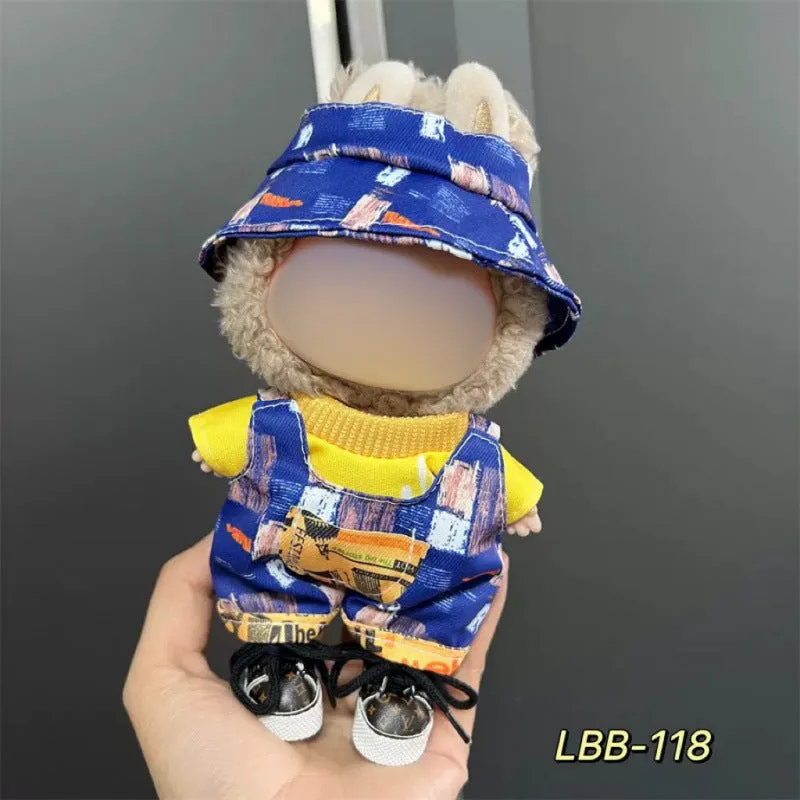 Plastic clothing costume for a 17cm tall vinyl doll figurine on display.