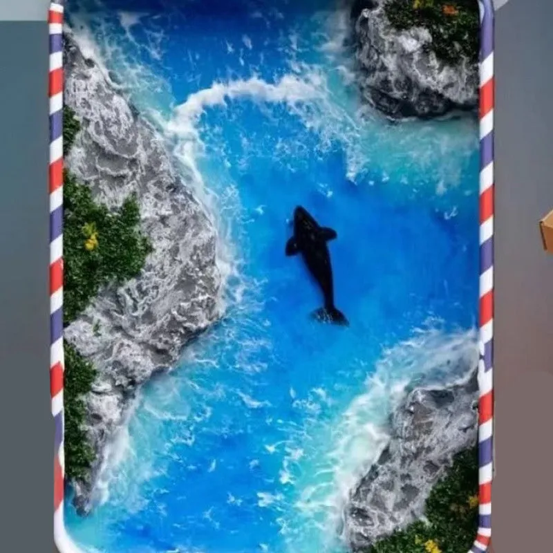 DIY bamboo handmade marine landscape model ornament for aquariums on a table.