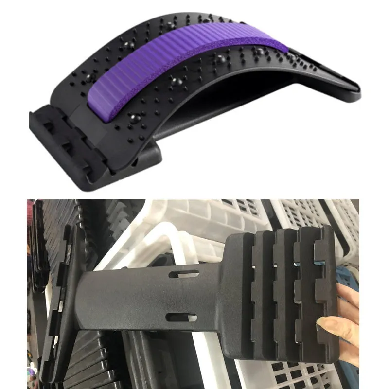 Adjustable back stretcher massager in rectangular trapezoid shape with multiple colour options