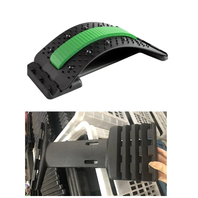 Adjustable back stretcher massager in rectangular trapezoid shape with multiple colour options