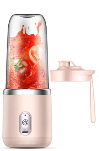 Tunisian dark blue portable USB juicer blender with six blades and 400ml cup.