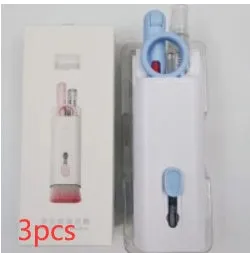 Multifunctional cleaning pen set with keycap puller, brush, spray bottle, and cloth for electronics