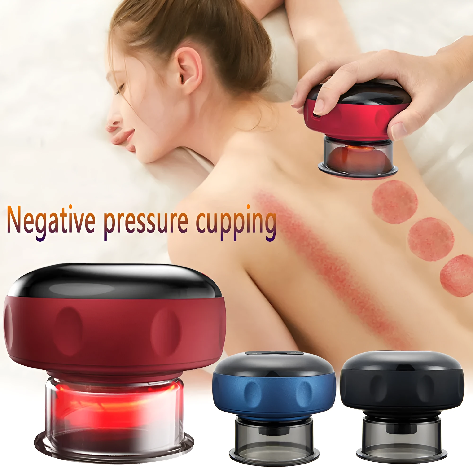 Smart electric vacuum cupping massage device with LED display and control buttons