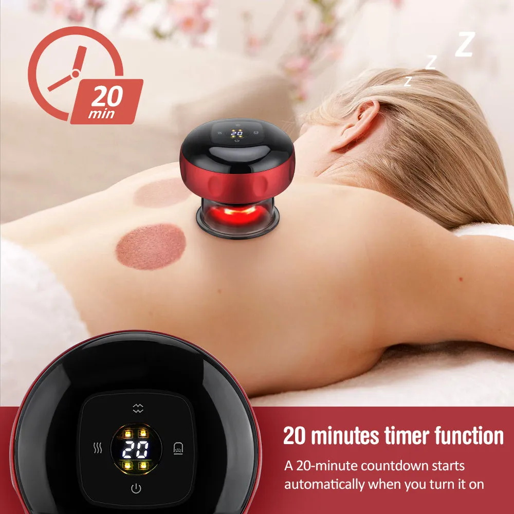 Smart electric vacuum cupping massage device with LED display and control buttons