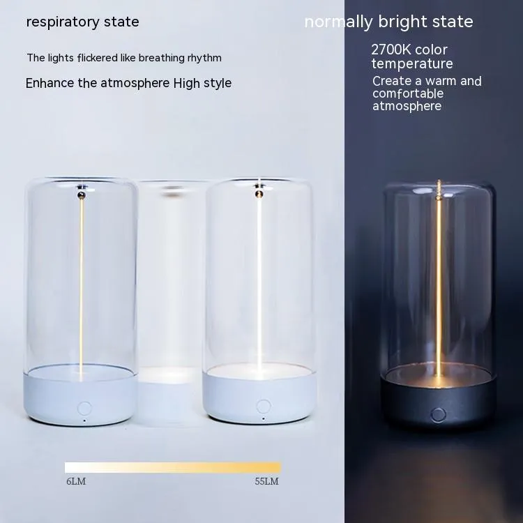 LED camping light with flexible filament design in transparent housing showing Type-C charging port