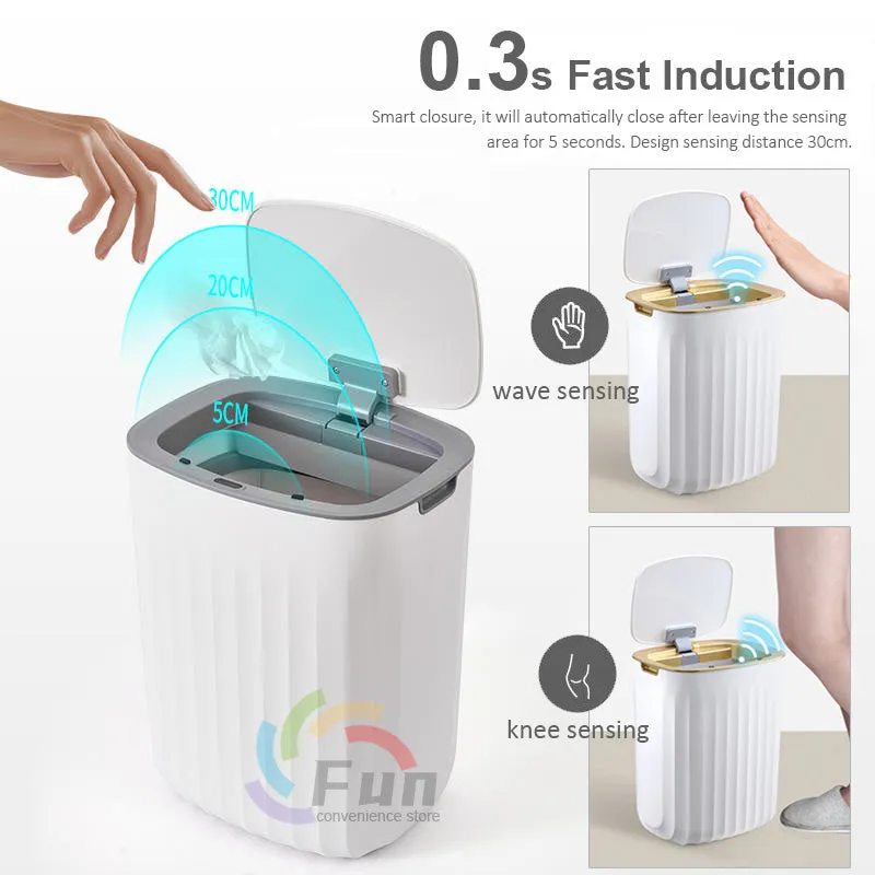 Smart automatic induction rubbish bin in white colour with 16L capacity