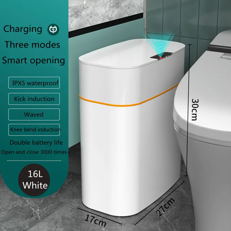 Smart automatic induction rubbish bin in white colour with 16L capacity