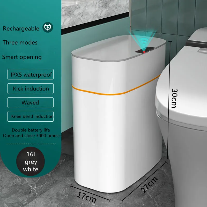 Smart automatic induction rubbish bin in white colour with 16L capacity