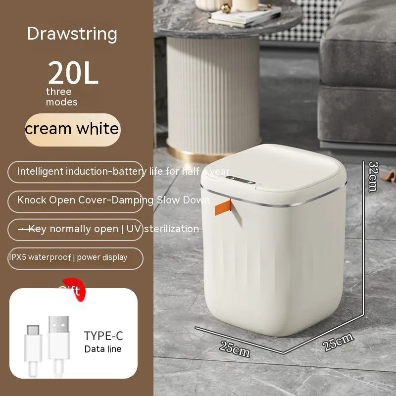 Smart automatic induction rubbish bin in white colour with 16L capacity