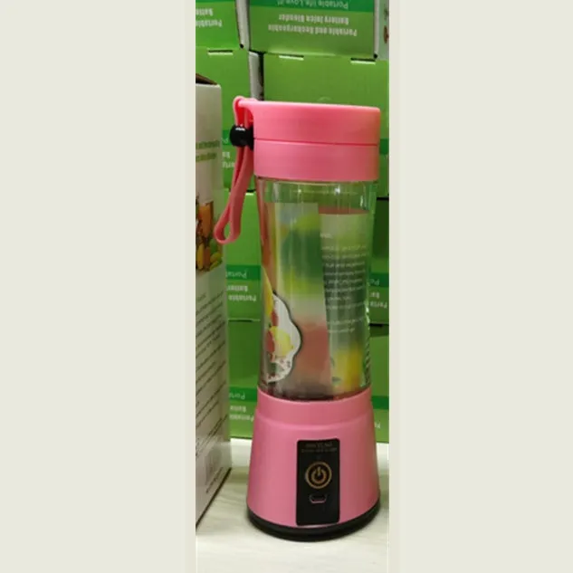 Pink portable USB blender with 380ml cup and automatic cleaning function