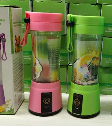 Pink portable USB blender with 380ml cup and automatic cleaning function
