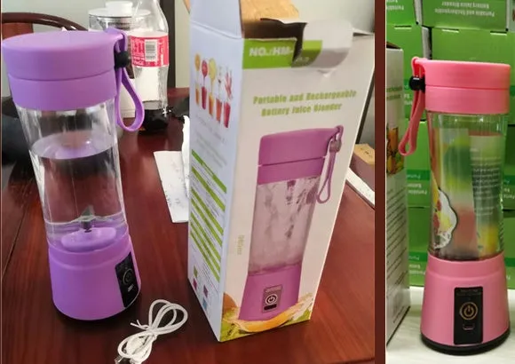 Pink portable USB blender with 380ml cup and automatic cleaning function