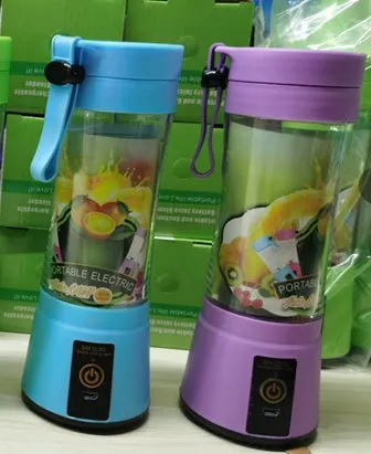 Pink portable USB blender with 380ml cup and automatic cleaning function