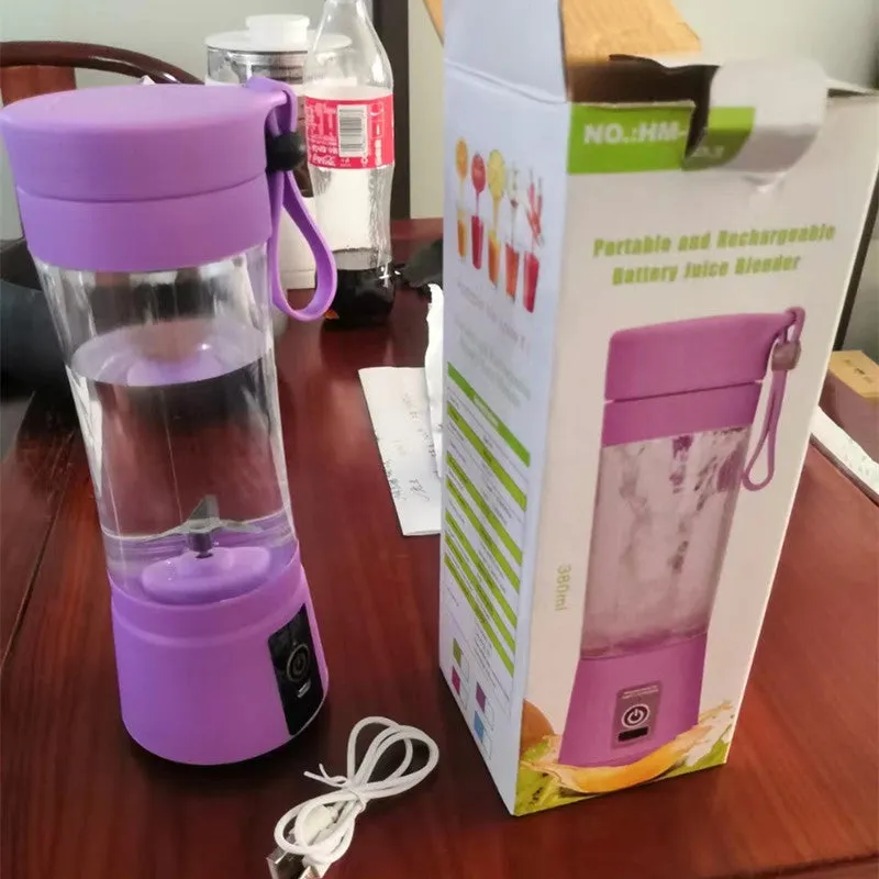 Pink portable USB blender with 380ml cup and automatic cleaning function
