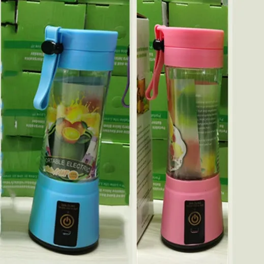 Pink portable USB blender with 380ml cup and automatic cleaning function