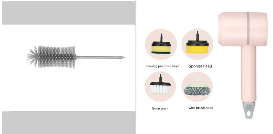Electric cleaning brush with three interchangeable brush heads and USB charging, cordless design for kitchen and bathtub use