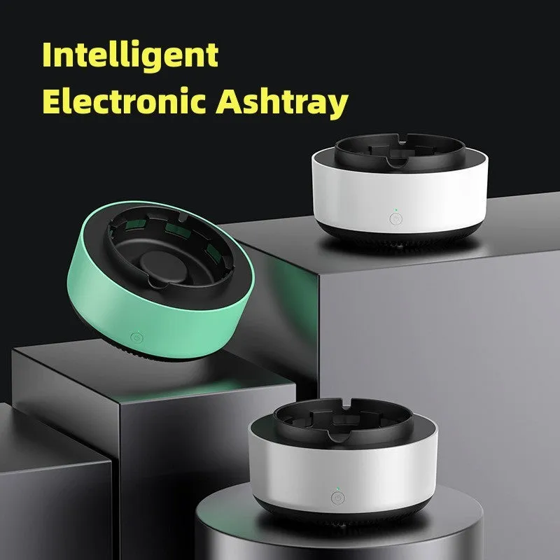 Smoke removal air purification ashtray with negative ion air purifier, portable battery powered, starry sky green colour