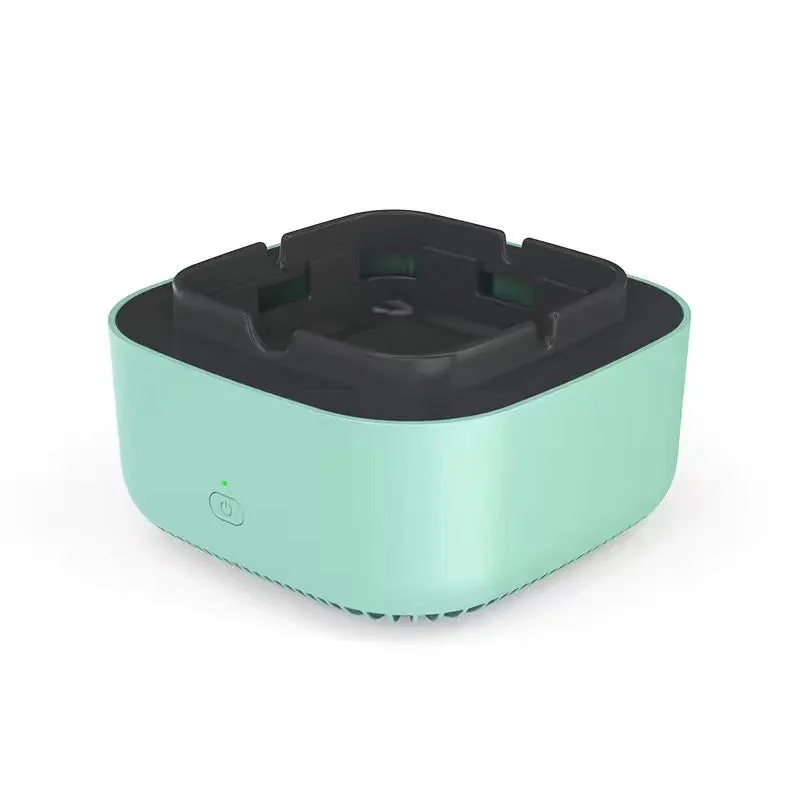 Smoke removal air purification ashtray with negative ion air purifier, portable battery powered, starry sky green colour