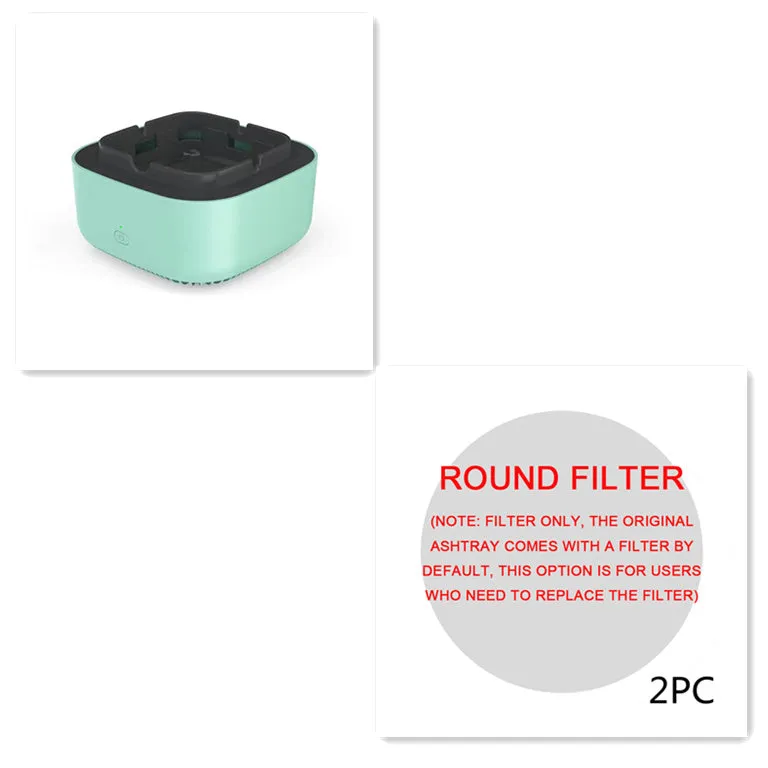 Smoke removal air purification ashtray with negative ion air purifier, portable battery powered, starry sky green colour