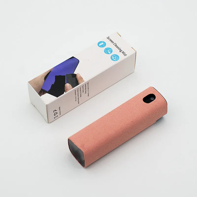 Portable screen cleaner kit with spray bottle and microfiber wipe for electronic displays
