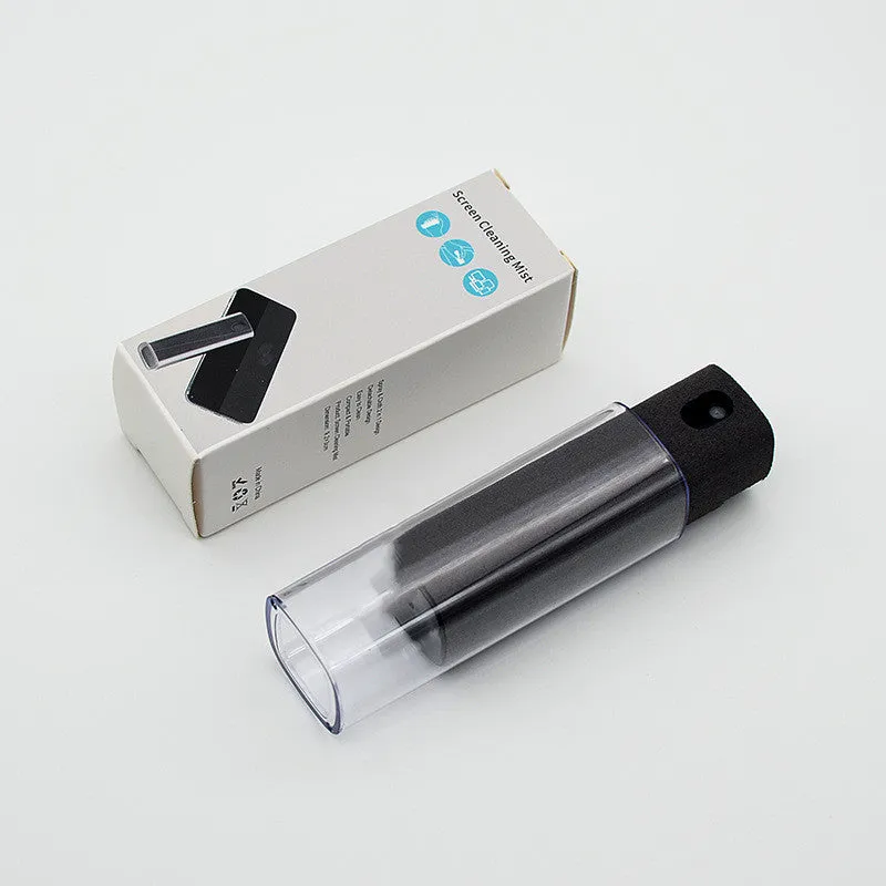 Portable screen cleaner kit with spray bottle and microfiber wipe for electronic displays