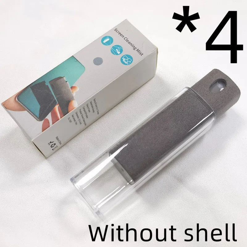 Portable screen cleaner kit with spray bottle and microfiber wipe for electronic displays