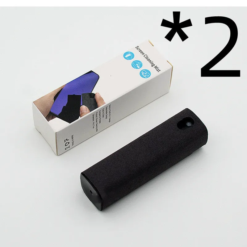 Portable screen cleaner kit with spray bottle and microfiber wipe for electronic displays